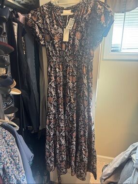 MELLODAY Brown and Black Floral Maxi Dress-BRAND NEW WITH TAGS
